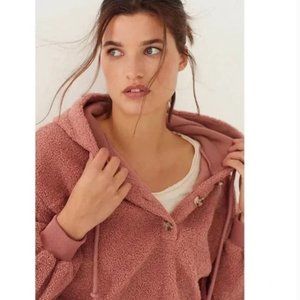 ANTHRO CURRENT AIR PLUS SIZE CALLEN SHERPA HOODIE DUSTY ROSE 3X